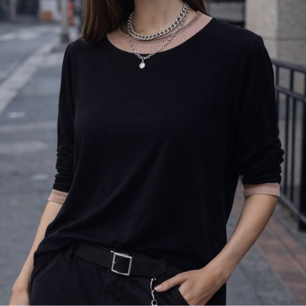 Dolan Anthropologie Jersey Ribbed Collar Top